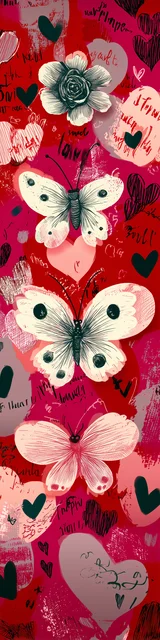 Free butterfly bookmarks of a butterfly with small hearts